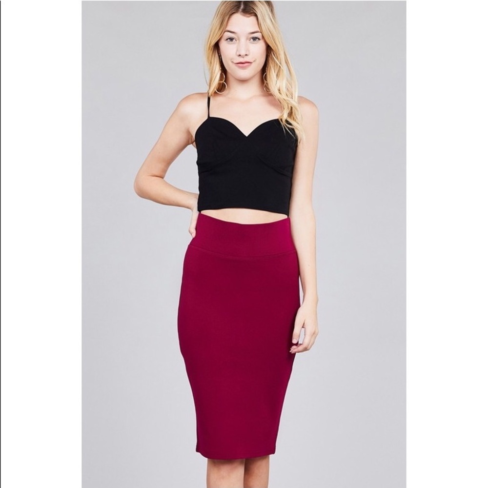 Magenta Ponte Pencil Skirt